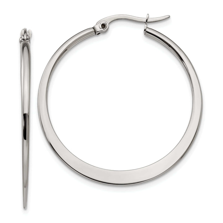 Chisel Earrings Stainless Steel Hoop Earrings 34MM Diameter