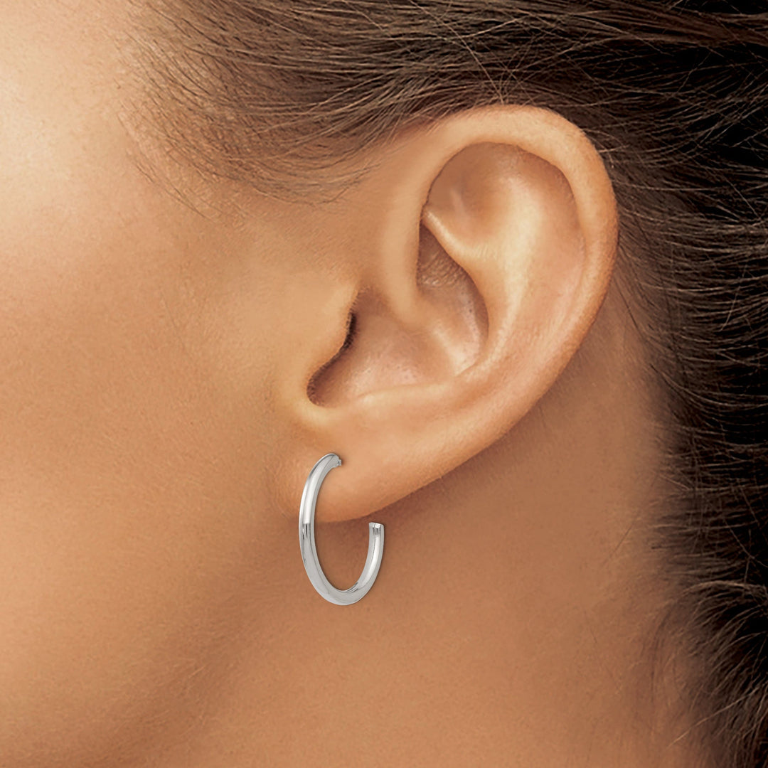 Chisel Earrings Stainless Steel J Hoop Post Earrings 16MM Diameter