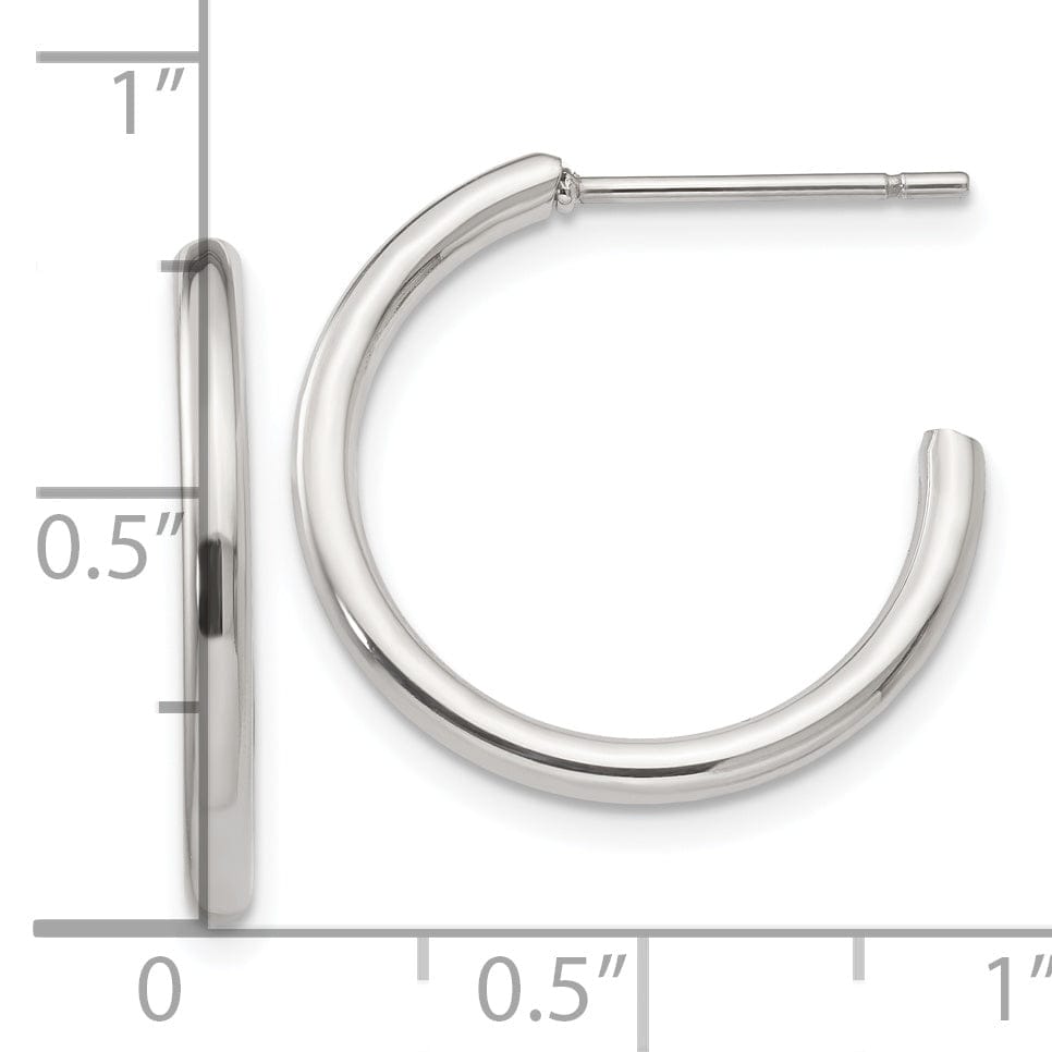 Chisel Earrings Stainless Steel J Hoop Post Earrings 16MM Diameter