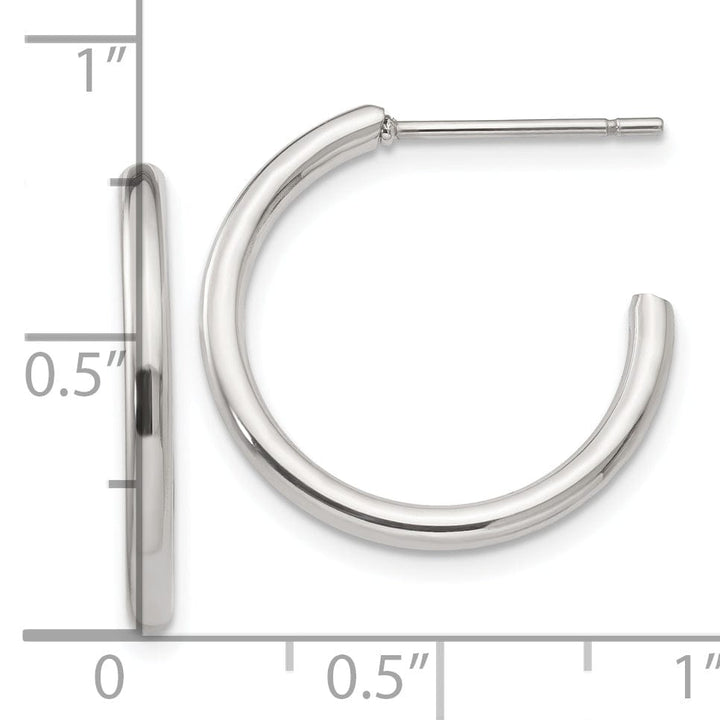 Chisel Earrings Stainless Steel J Hoop Post Earrings 16MM Diameter
