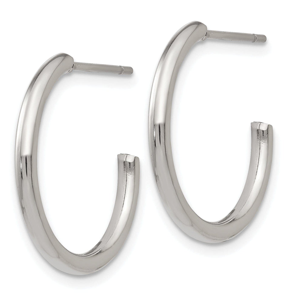 Chisel Earrings Stainless Steel J Hoop Post Earrings 16MM Diameter