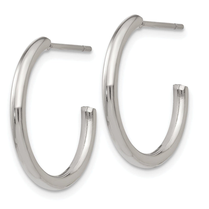 Chisel Earrings Stainless Steel J Hoop Post Earrings 16MM Diameter
