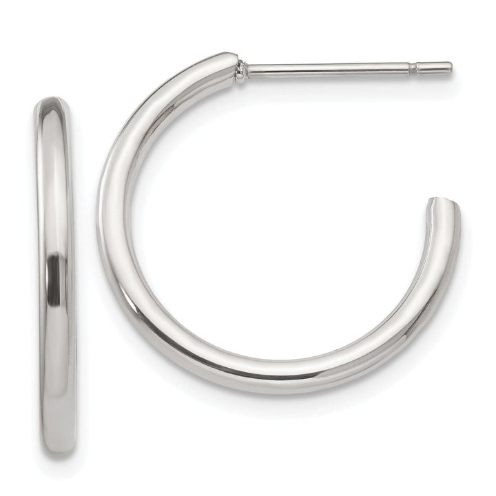 Chisel Earrings Stainless Steel J Hoop Post Earrings 16MM Diameter