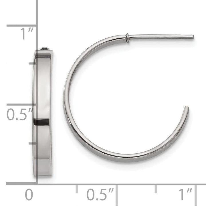 Chisel Earrings Stainless Steel J Hoop Post Earrings 20MM Diameter