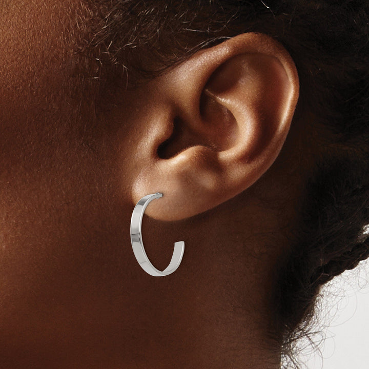 Chisel Earrings Stainless Steel J Hoop Post Earrings 20MM Diameter