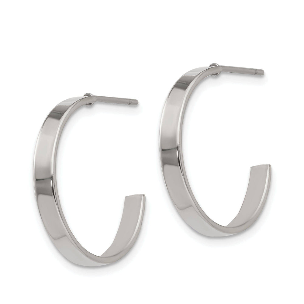 Chisel Earrings Stainless Steel J Hoop Post Earrings 20MM Diameter