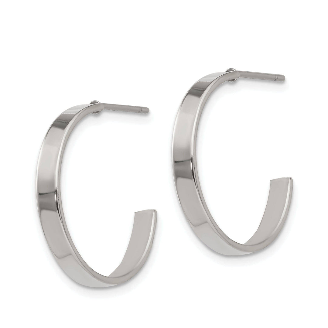 Chisel Earrings Stainless Steel J Hoop Post Earrings 20MM Diameter