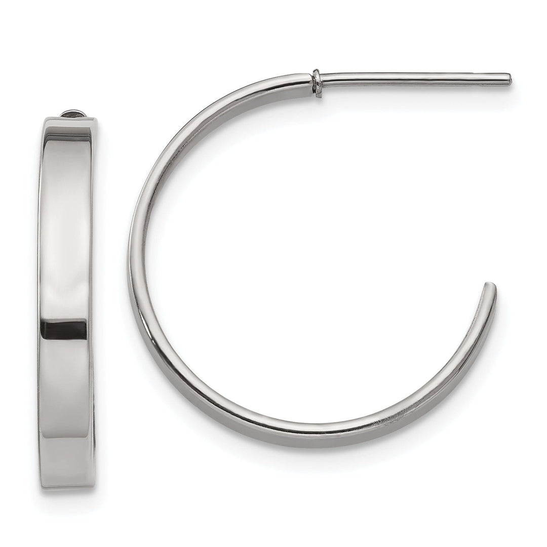 Chisel Earrings Stainless Steel J Hoop Post Earrings 20MM Diameter