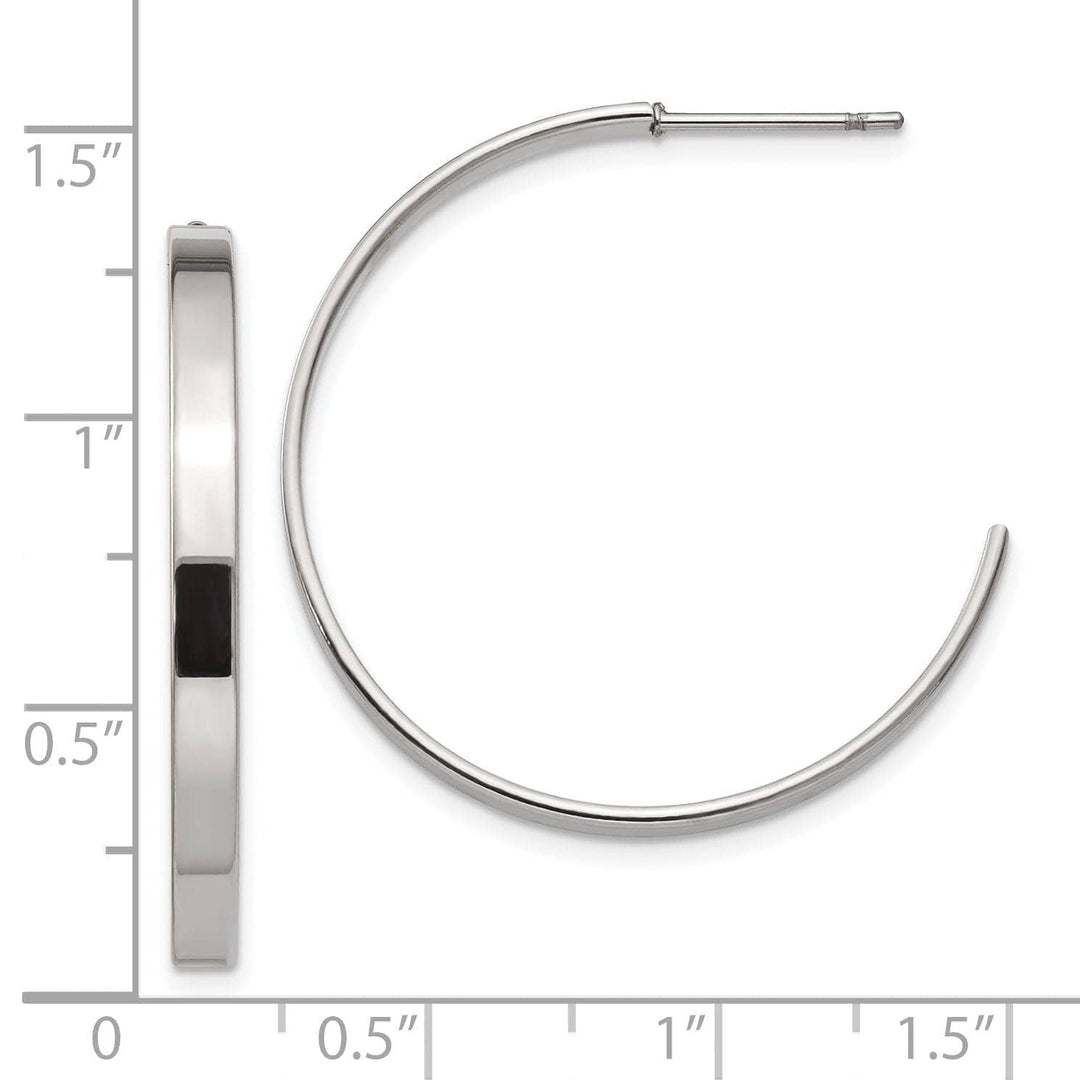 Chisel Earrings Stainless Steel J Hoop Post Earrings 30MM Diameter