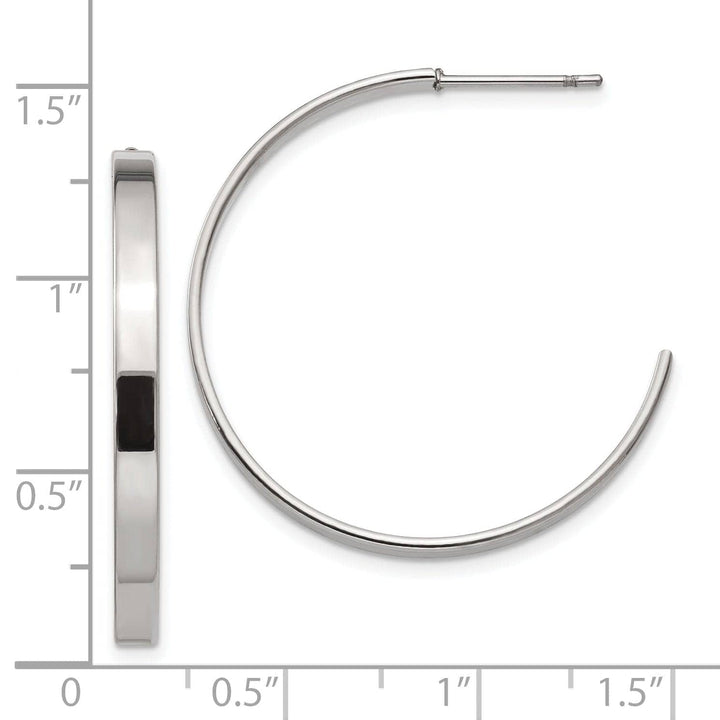 Chisel Earrings Stainless Steel J Hoop Post Earrings 30MM Diameter