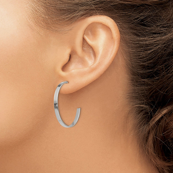 Chisel Earrings Stainless Steel J Hoop Post Earrings 30MM Diameter