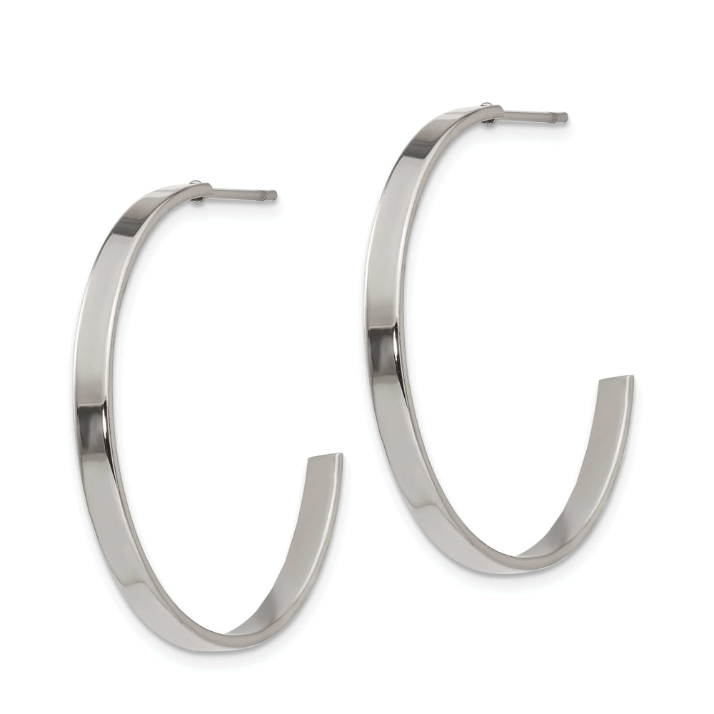 Chisel Earrings Stainless Steel J Hoop Post Earrings 30MM Diameter