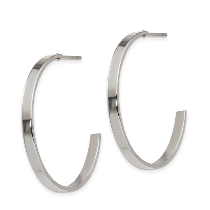 Chisel Earrings Stainless Steel J Hoop Post Earrings 30MM Diameter