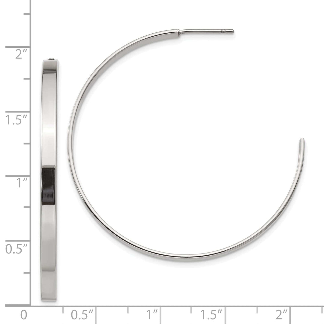 Chisel Earrings Stainless Steel J Hoop Post Earrings 40MM Diameter