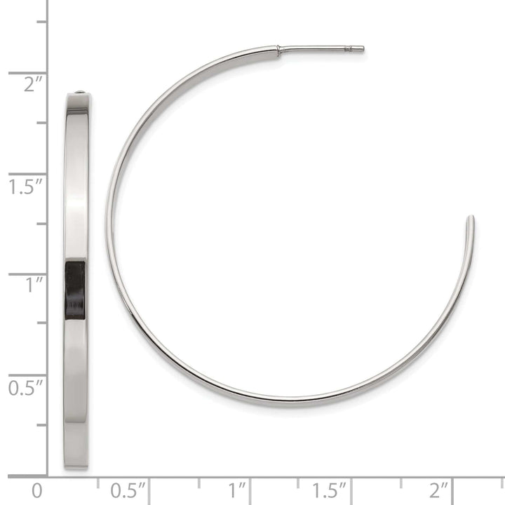 Chisel Earrings Stainless Steel J Hoop Post Earrings 40MM Diameter