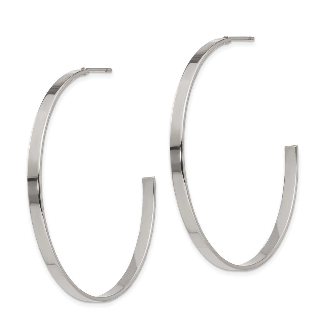 Chisel Earrings Stainless Steel J Hoop Post Earrings 40MM Diameter