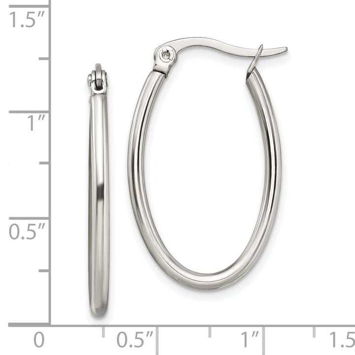 Chisel Earrings Stainless Steel Oval Hoop Earrings 18MM Diameter