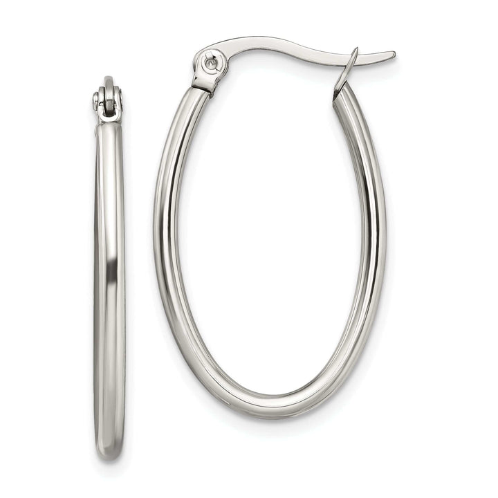 Chisel Earrings Stainless Steel Oval Hoop Earrings 18MM Diameter