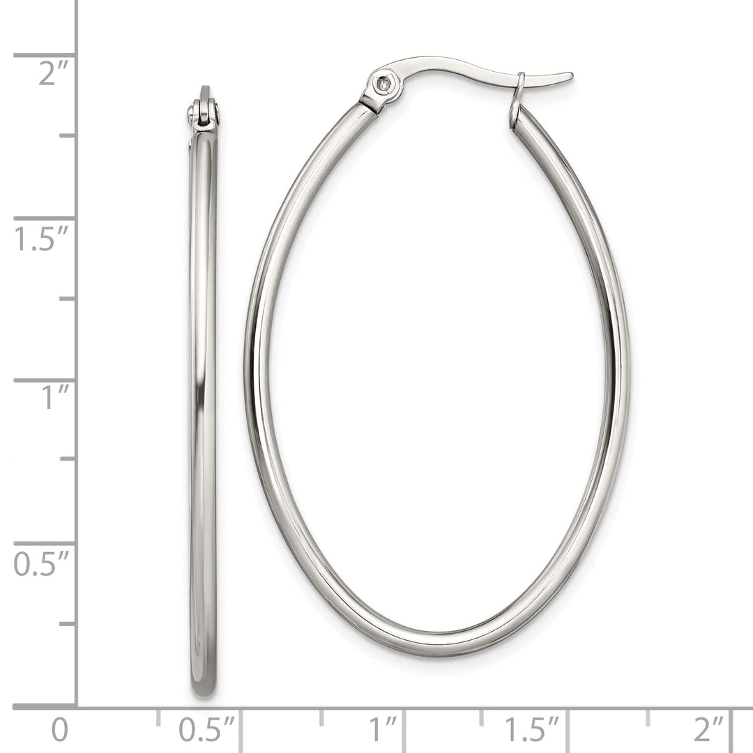 Chisel Earrings Stainless Steel Oval Hoop Earrings 30MM Diameter