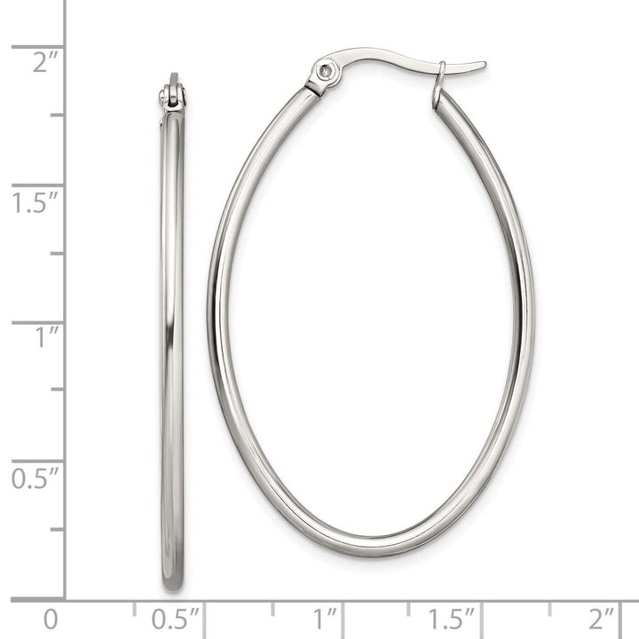 Chisel Earrings Stainless Steel Oval Hoop Earrings 30MM Diameter