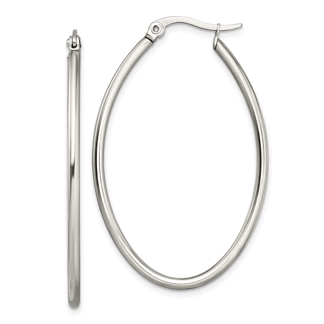 Chisel Earrings Stainless Steel Oval Hoop Earrings 30MM Diameter
