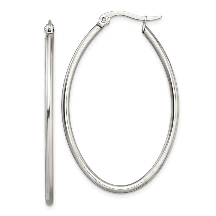 Chisel Earrings Stainless Steel Oval Hoop Earrings 30MM Diameter