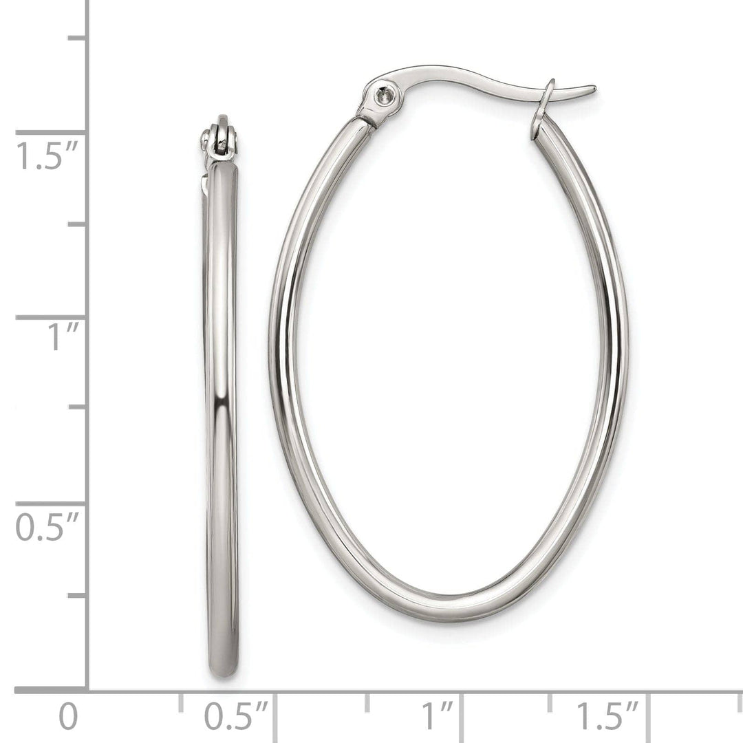 Chisel Earrings Stainless Steel Oval Hoop Earrings 34MM Diameter