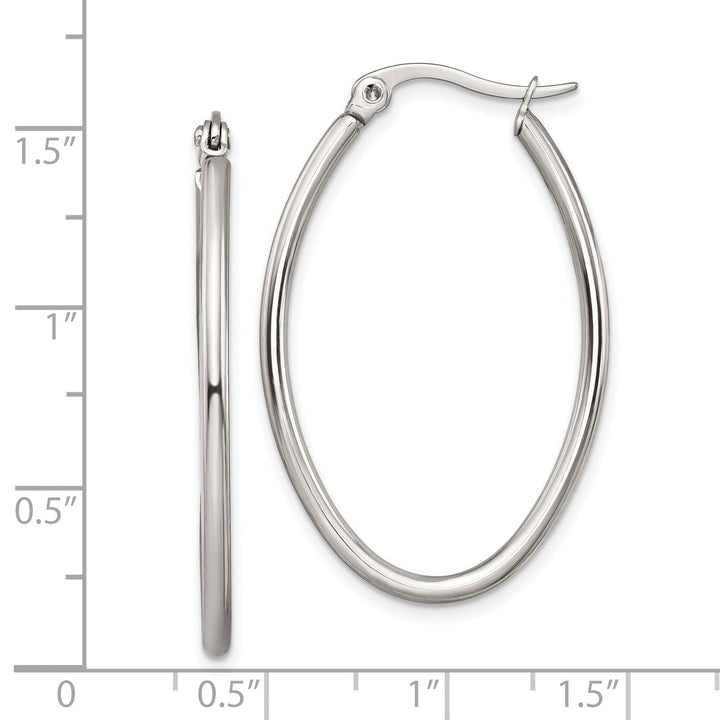 Chisel Earrings Stainless Steel Oval Hoop Earrings 34MM Diameter