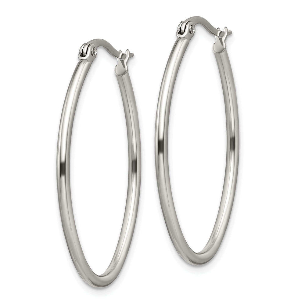 Chisel Earrings Stainless Steel Oval Hoop Earrings 34MM Diameter