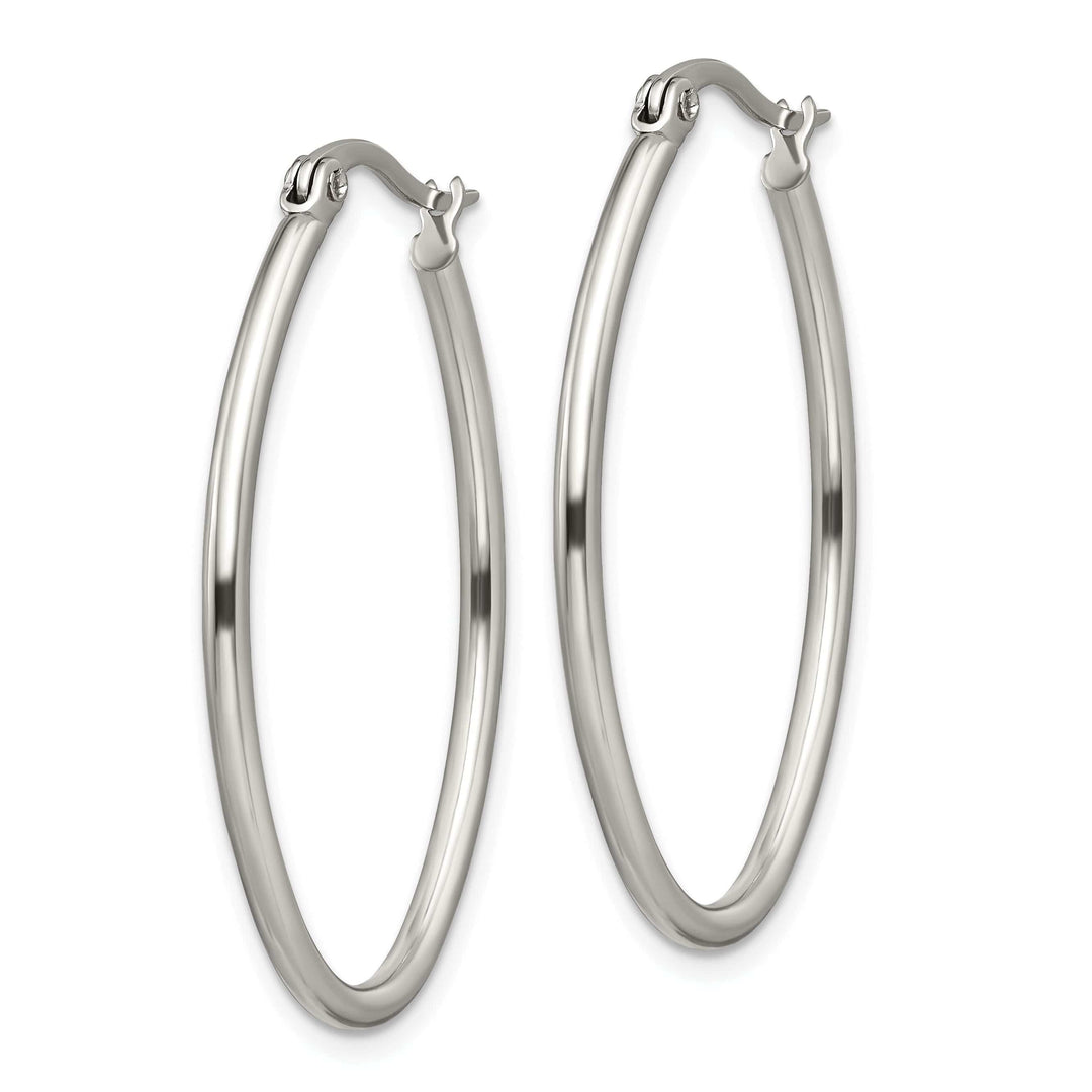 Chisel Earrings Stainless Steel Oval Hoop Earrings 34MM Diameter