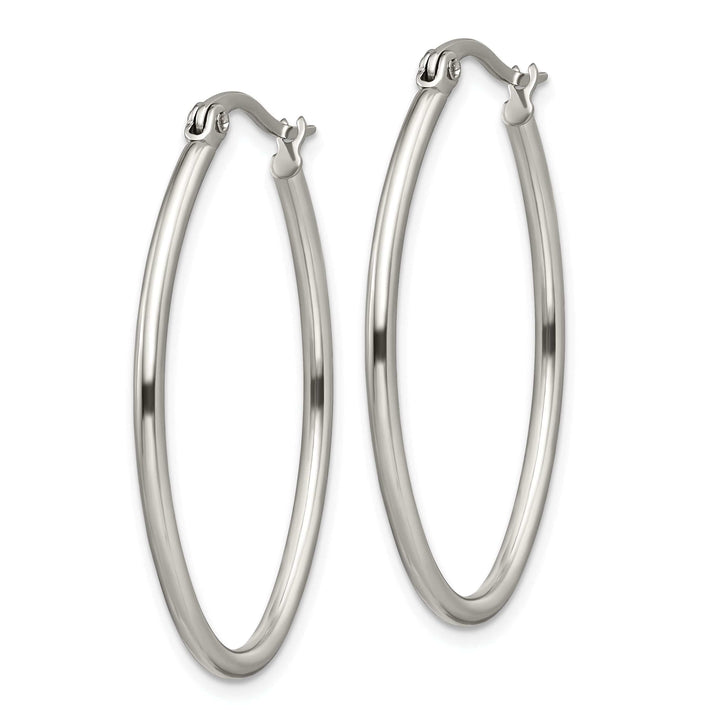 Chisel Earrings Stainless Steel Oval Hoop Earrings 34MM Diameter