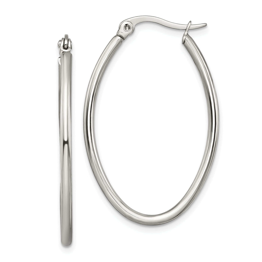 Chisel Earrings Stainless Steel Oval Hoop Earrings 34MM Diameter