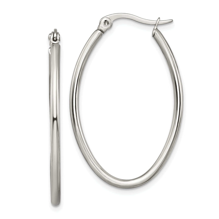 Chisel Earrings Stainless Steel Oval Hoop Earrings 34MM Diameter