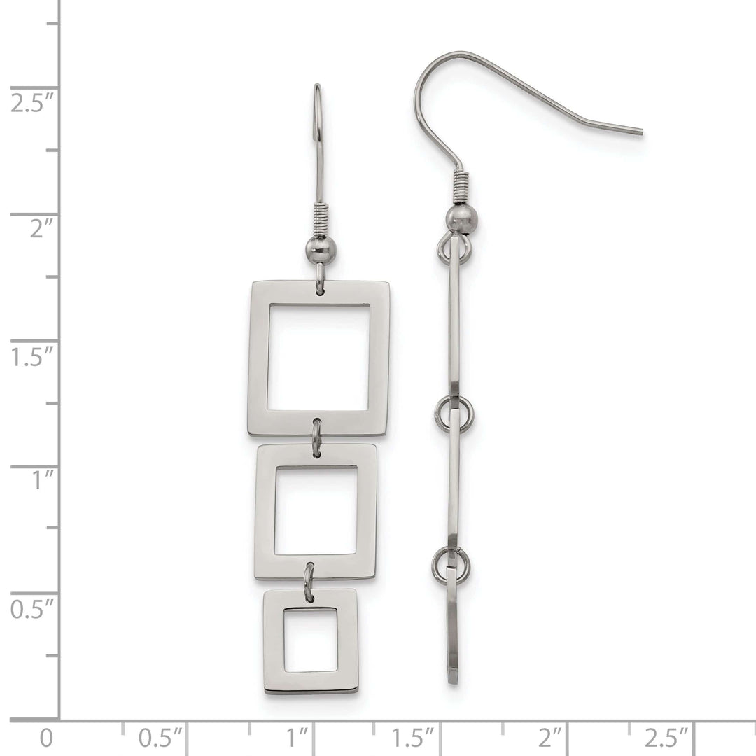 Chisel Earrings Stainless Steel Rectangle Dangle Earrings