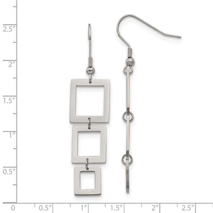 Chisel Earrings Stainless Steel Rectangle Dangle Earrings