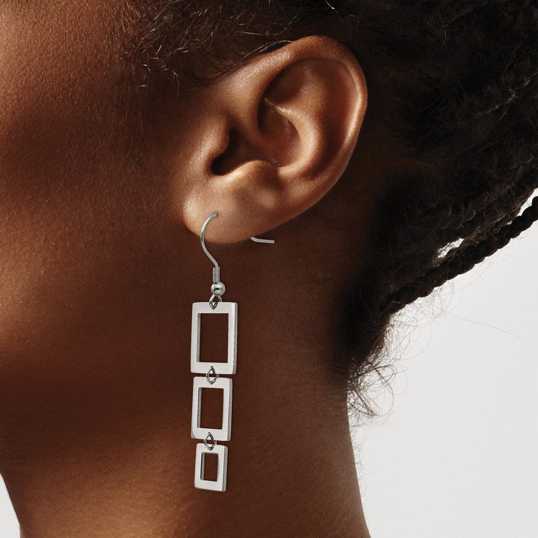 Chisel Earrings Stainless Steel Rectangle Dangle Earrings