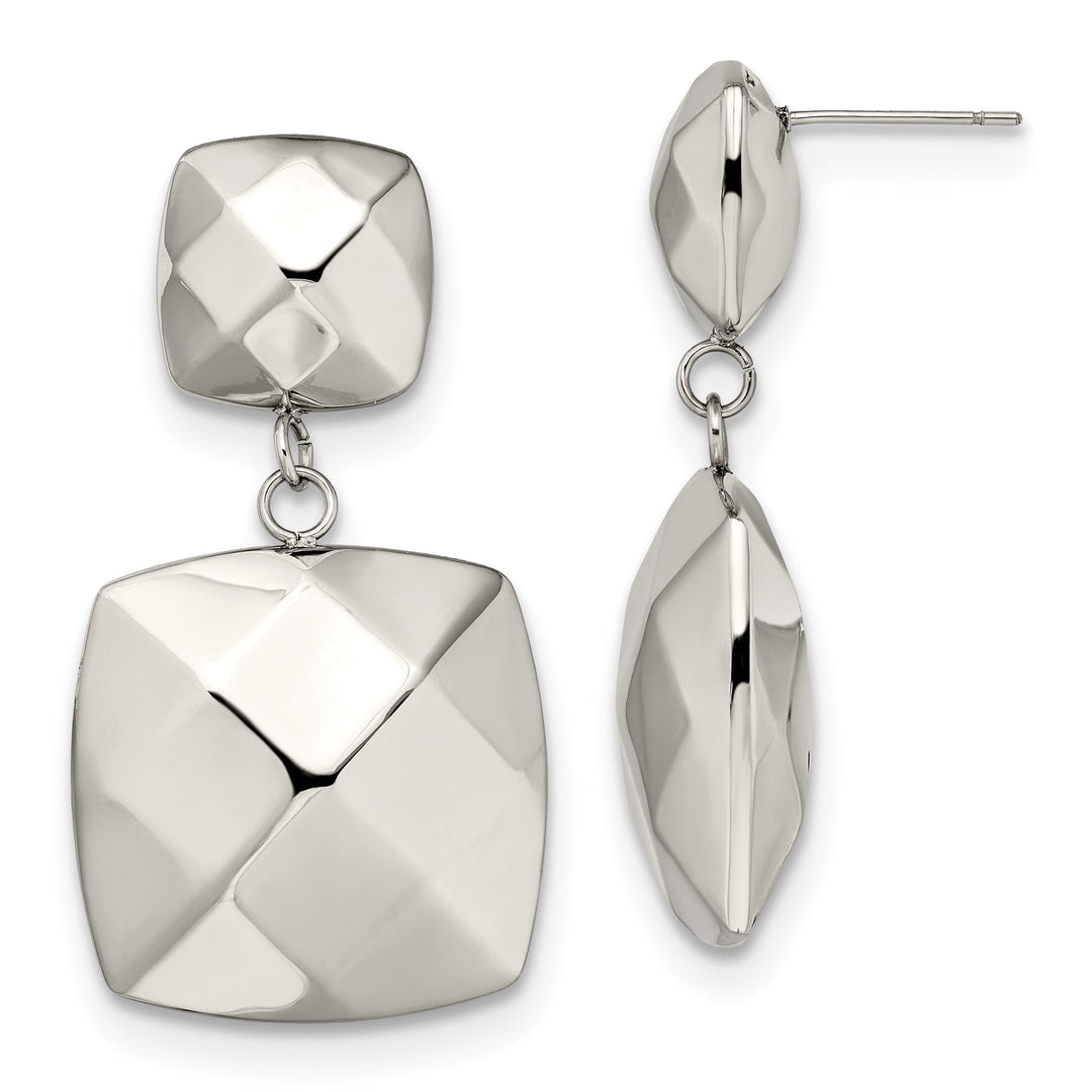 Chisel Earrings Stainless Steel Squares Post Dangle Earrings