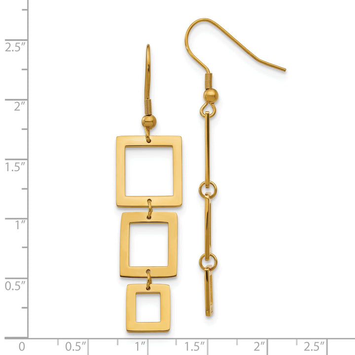 Chisel Earrings Steel Gold Plated Rectangle Dangle Earrings