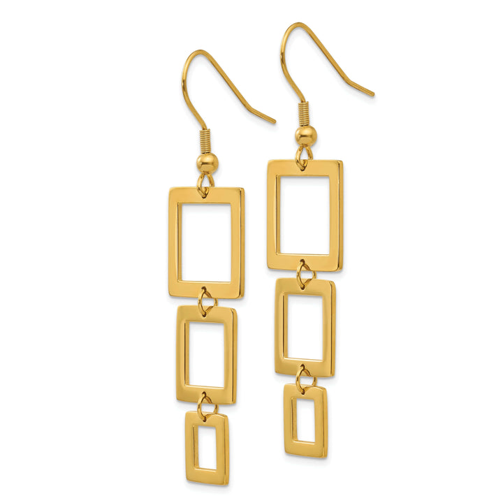 Chisel Earrings Steel Gold Plated Rectangle Dangle Earrings