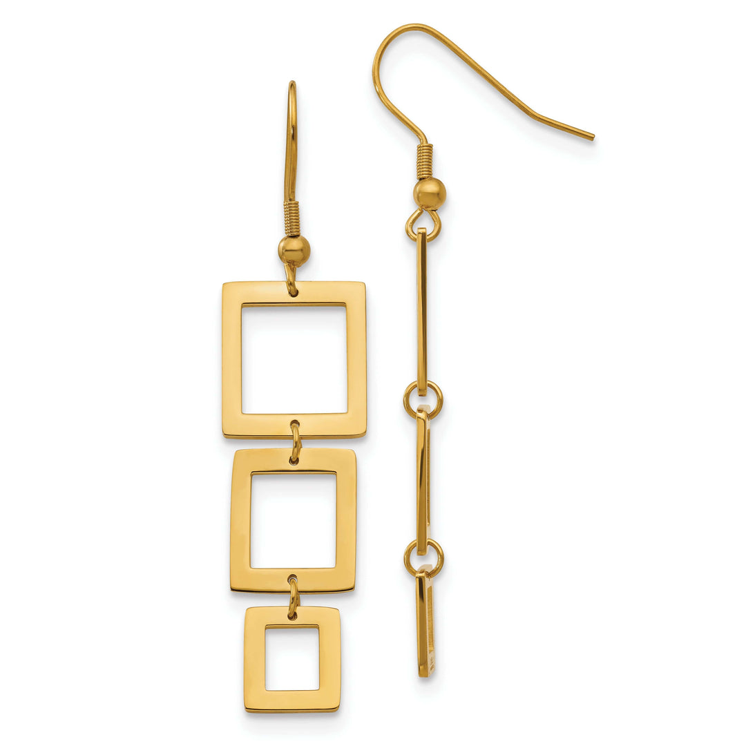 Chisel Earrings Steel Gold Plated Rectangle Dangle Earrings