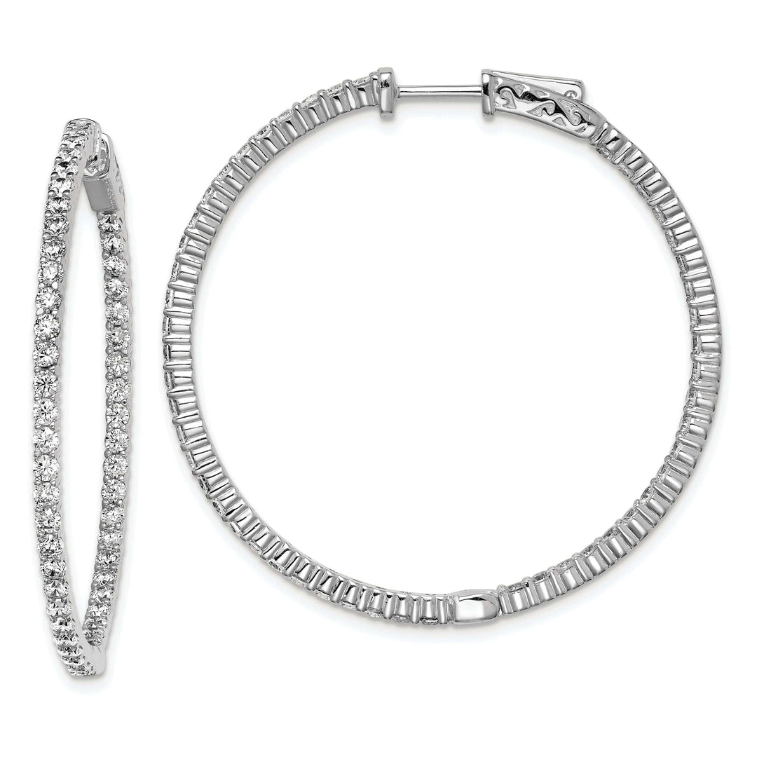 Sterling Shimmer Earrings Sterling Silver 100 Stones Round Hoop Earrings