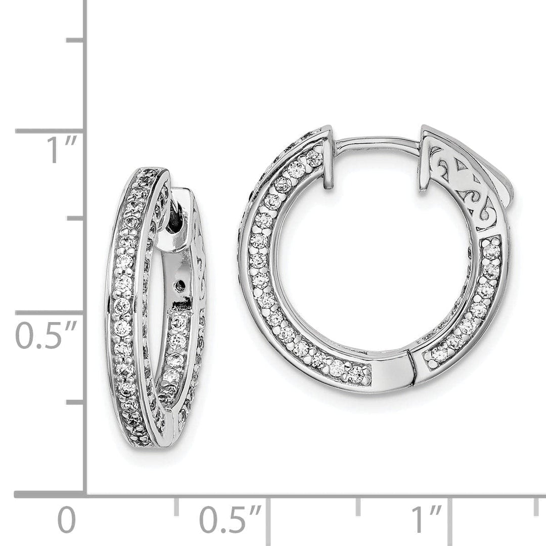 Sterling Shimmer Earrings Sterling Silver 134 Stones Round Hoop Earrings