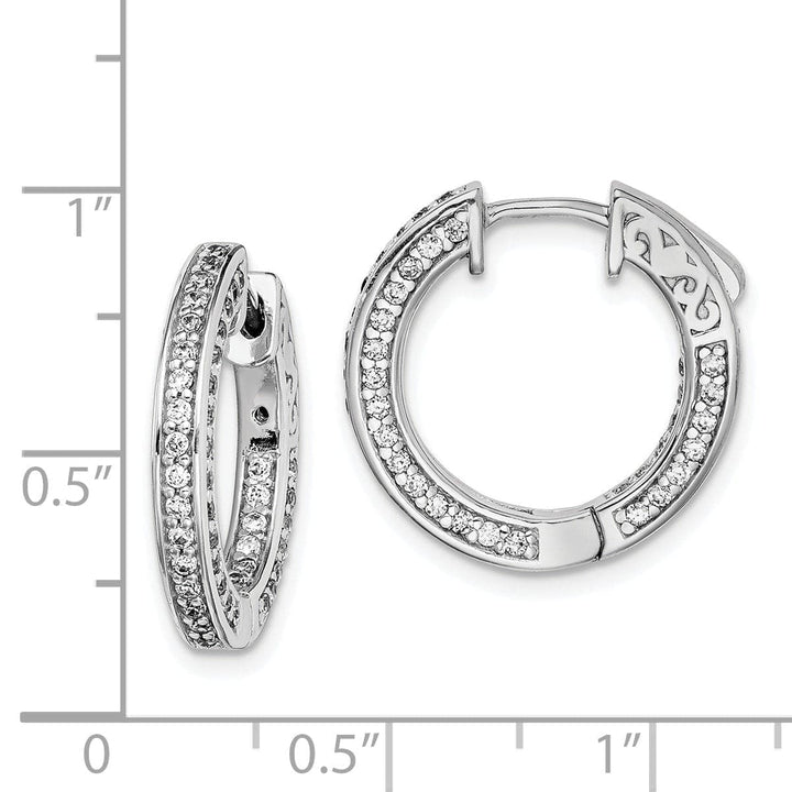 Sterling Shimmer Earrings Sterling Silver 134 Stones Round Hoop Earrings