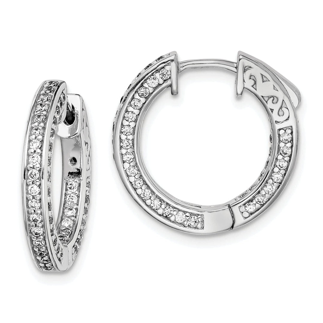Sterling Shimmer Earrings Sterling Silver 134 Stones Round Hoop Earrings