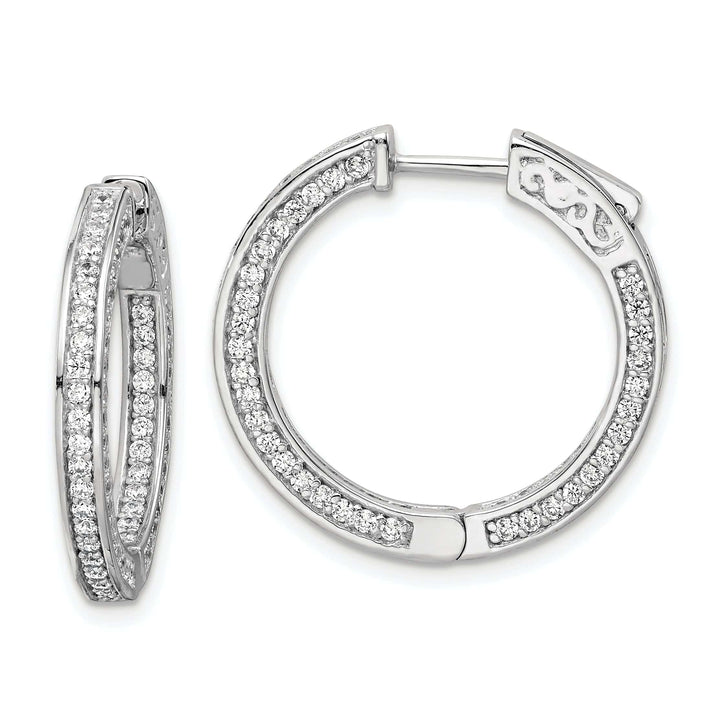 Sterling Shimmer Earrings Sterling Silver 200 Stones Round Hoop Earrings