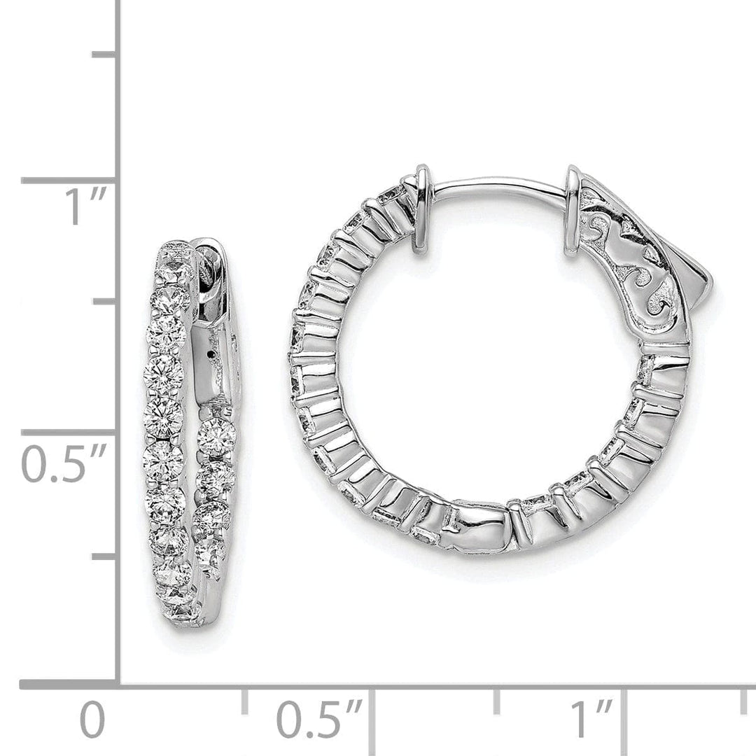Sterling Shimmer Earrings Sterling Silver 32 Stones Round Hoop Earrings