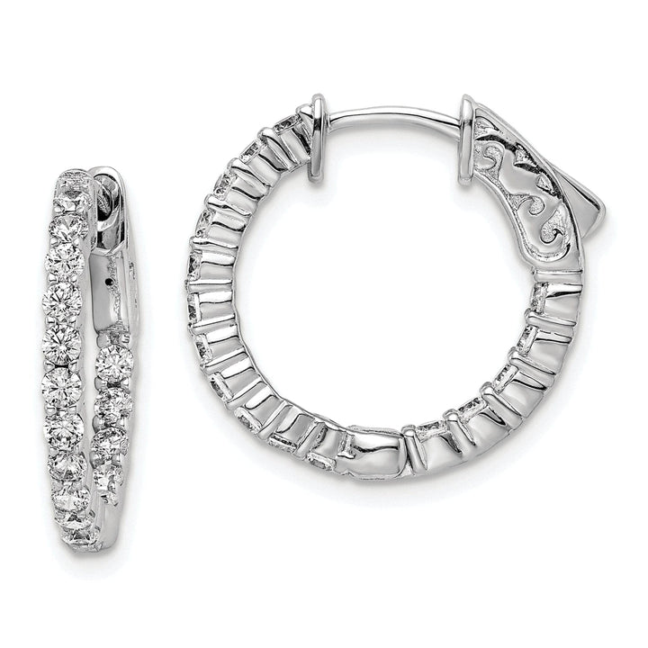 Sterling Shimmer Earrings Sterling Silver 32 Stones Round Hoop Earrings