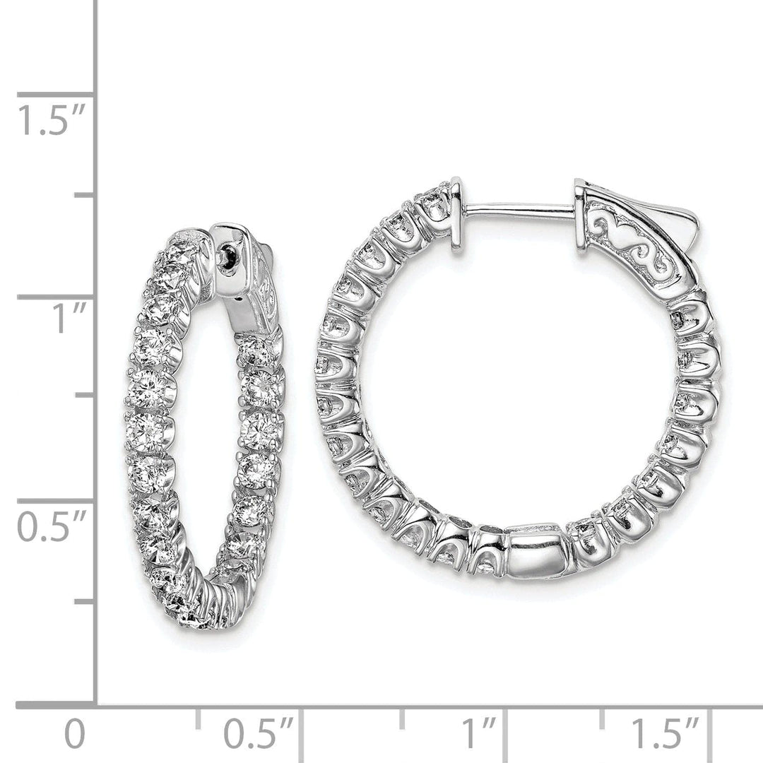 Sterling Shimmer Earrings Sterling Silver 40 Stones Round Hoop Earrings