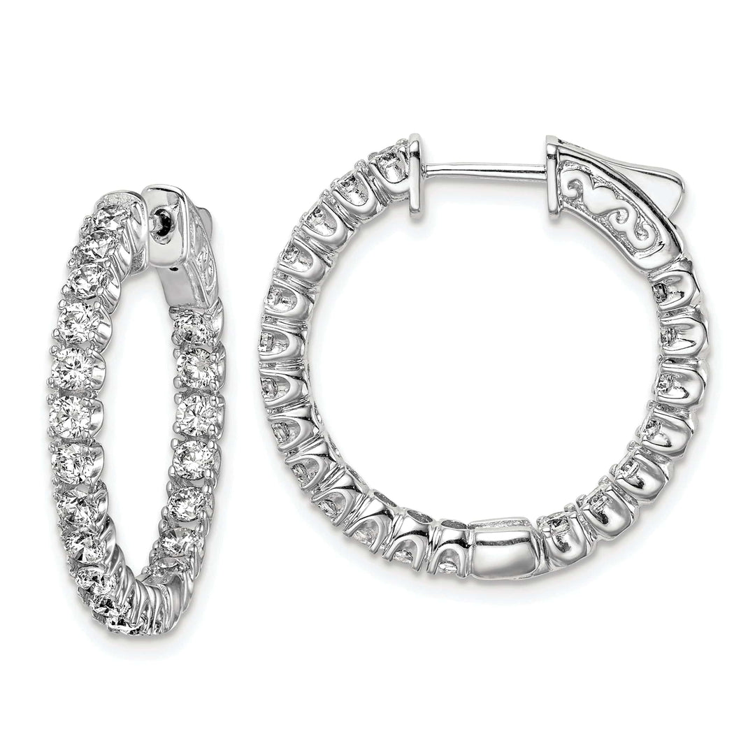 Sterling Shimmer Earrings Sterling Silver 40 Stones Round Hoop Earrings