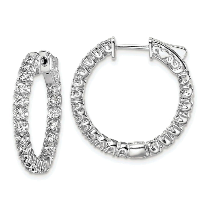 Sterling Shimmer Earrings Sterling Silver 40 Stones Round Hoop Earrings